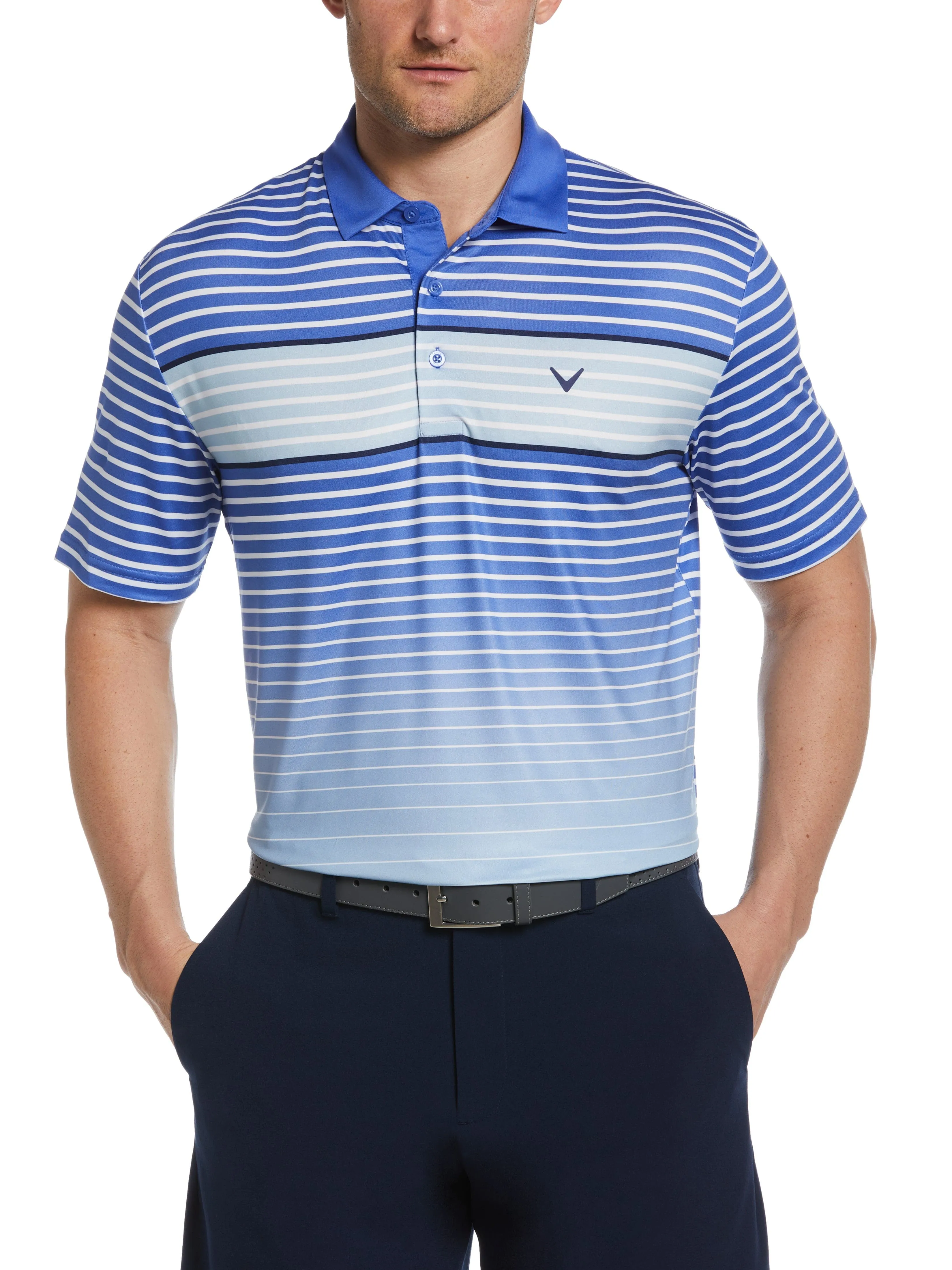 Mens Engineered Gradient Stripe Golf Polo
