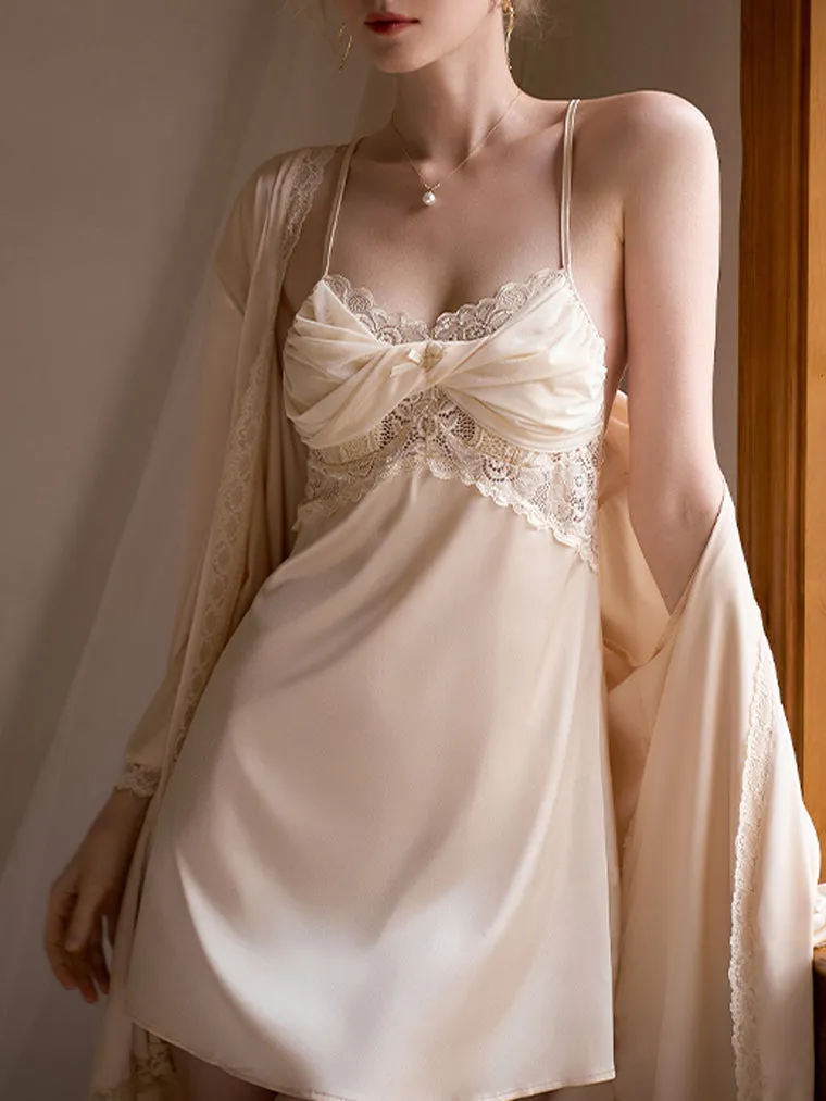 Mesh Fold Scallop Lace-Trim Slip