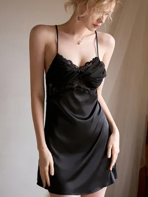 Mesh Fold Scallop Lace-Trim Slip
