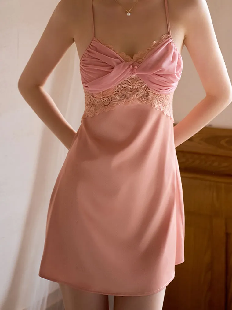 Mesh Fold Scallop Lace-Trim Slip