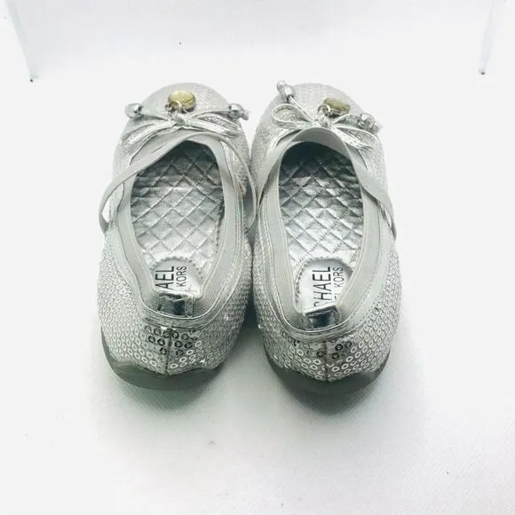 Michael Kors silver sequin ballet flat with strap