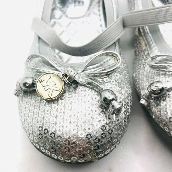 Michael Kors silver sequin ballet flat with strap