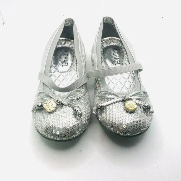 Michael Kors silver sequin ballet flat with strap
