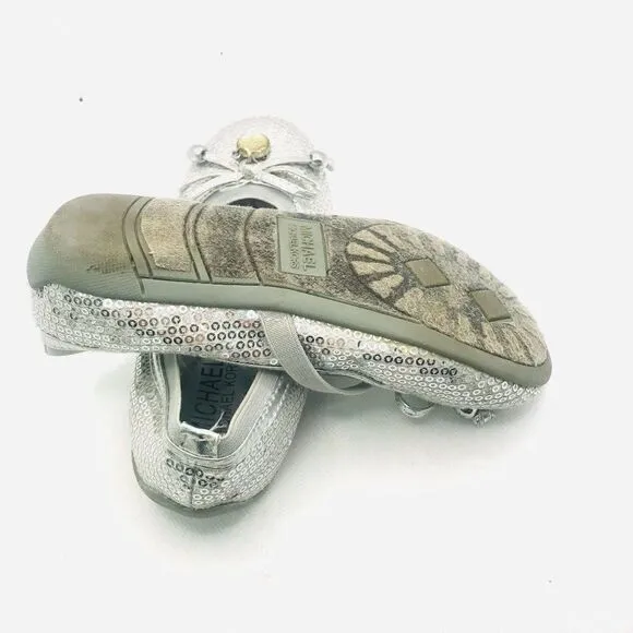 Michael Kors silver sequin ballet flat with strap