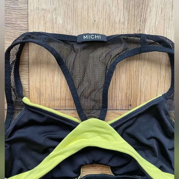 Michi Wildcat Sports Bra Acid Yellow/Black Sz S EUC