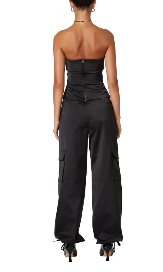Mid Rise Satin Parachute Pants