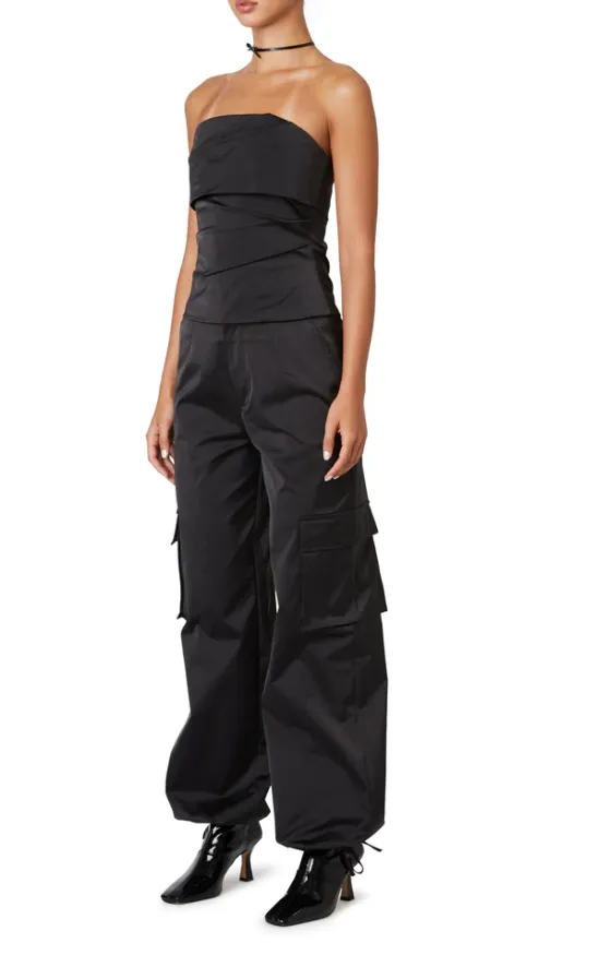Mid Rise Satin Parachute Pants