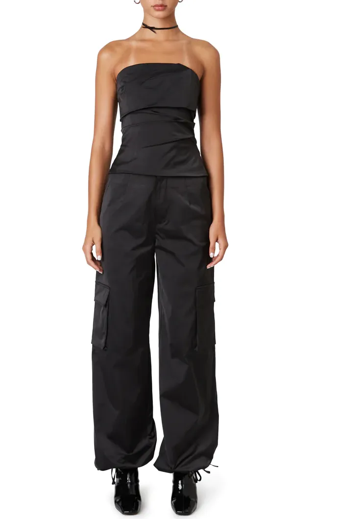 Mid Rise Satin Parachute Pants