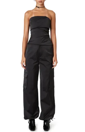 Mid Rise Satin Parachute Pants
