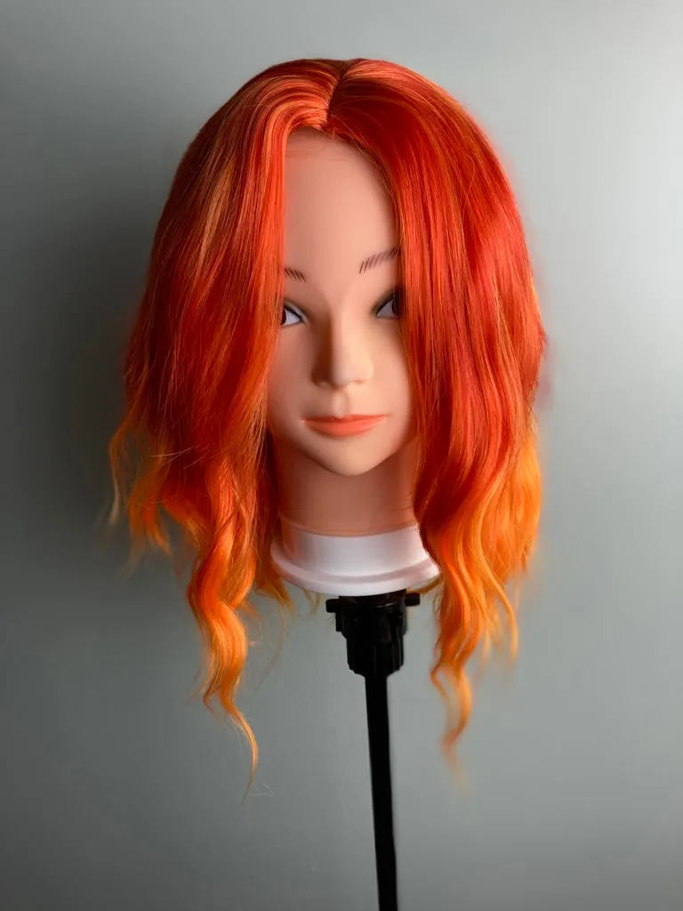 Middle Part Orange Short Bob Cosplay Wig