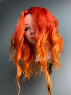Middle Part Orange Short Bob Cosplay Wig