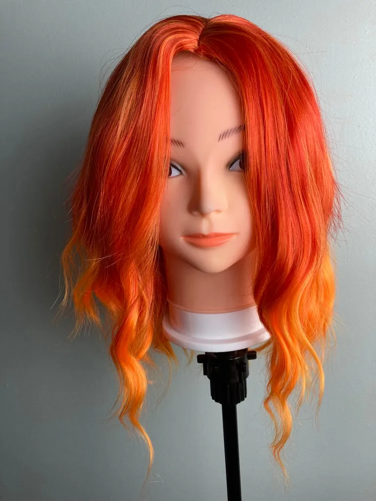 Middle Part Orange Short Bob Cosplay Wig