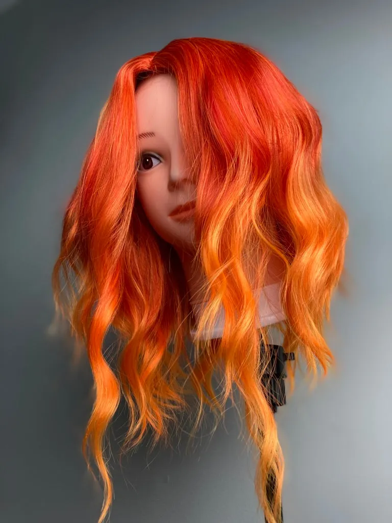 Middle Part Orange Short Bob Cosplay Wig