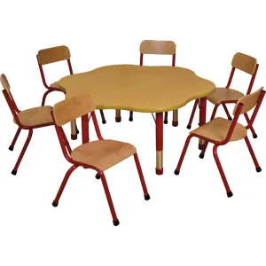 Milan Flower Table (6 Seater) - Red