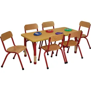 Milan Rectangular Table (6 Seater) - Red