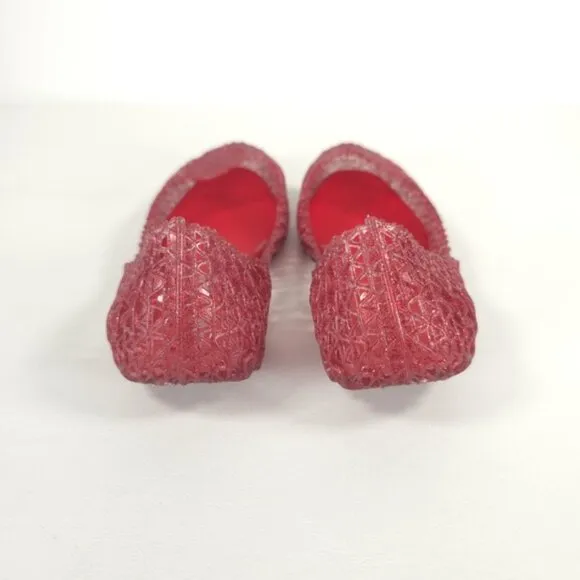 Mini Melissa Campana Papel Girls Glitter Red Slip On Ballet Flats NWB Size 3