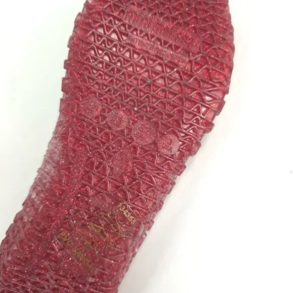 Mini Melissa Campana Papel Girls Glitter Red Slip On Ballet Flats NWB Size 3