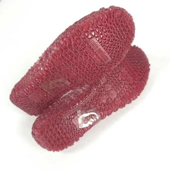 Mini Melissa Campana Papel Girls Glitter Red Slip On Ballet Flats NWB Size 3
