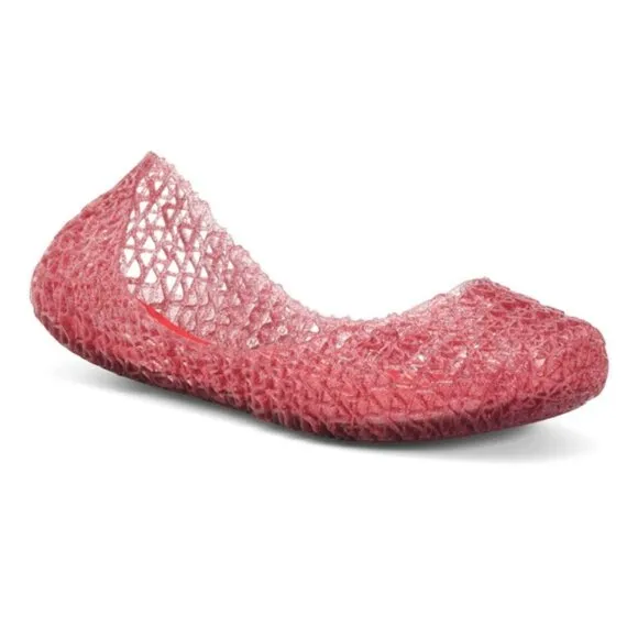 Mini Melissa Campana Papel Girls Glitter Red Slip On Ballet Flats NWB Size 3