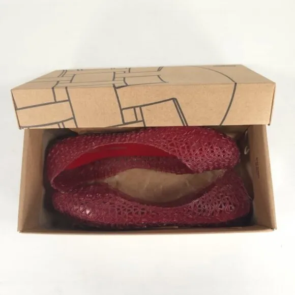 Mini Melissa Campana Papel Girls Glitter Red Slip On Ballet Flats NWB Size 3