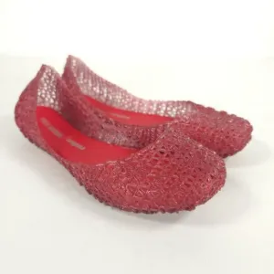 Mini Melissa Campana Papel Girls Glitter Red Slip On Ballet Flats NWB Size 3