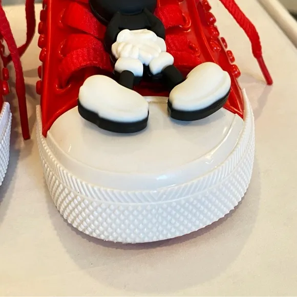 Mini Melissa Mickey Mouse red white lace up sneakers rubber shoes