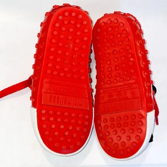 Mini Melissa Mickey Mouse red white lace up sneakers rubber shoes