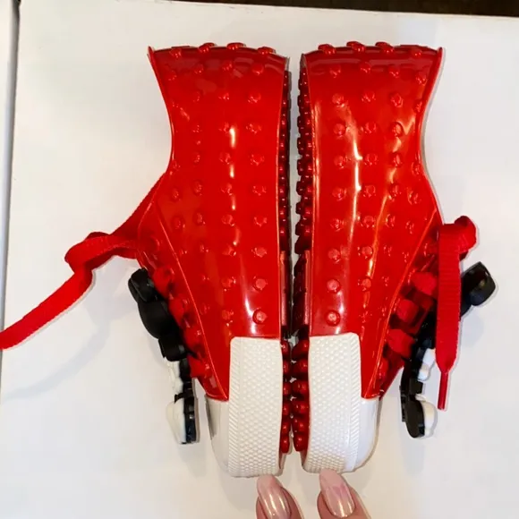 Mini Melissa Mickey Mouse red white lace up sneakers rubber shoes