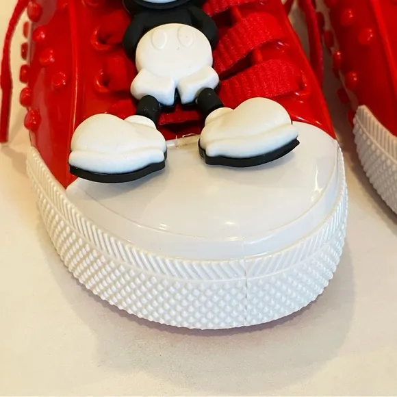 Mini Melissa Mickey Mouse red white lace up sneakers rubber shoes
