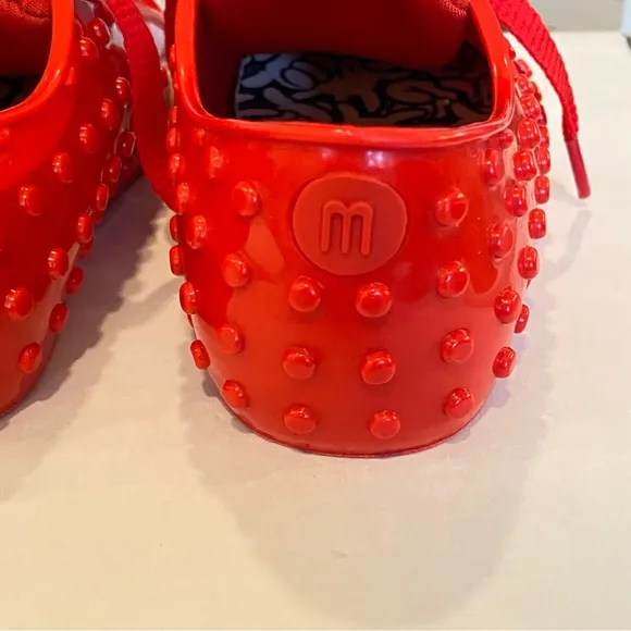 Mini Melissa Mickey Mouse red white lace up sneakers rubber shoes