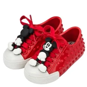 Mini Melissa Mickey Mouse red white lace up sneakers rubber shoes