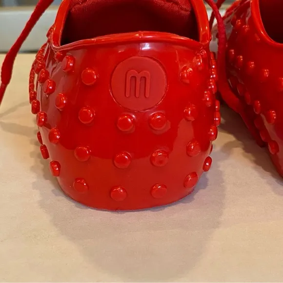 Mini Melissa Mickey Mouse red white lace up sneakers rubber shoes