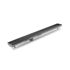 Mist (Tile-In) Adjustable Kit Lagos Linear Shower Drain (2" Outlet) - Floor Mount - 72" Stainless Steel/Black