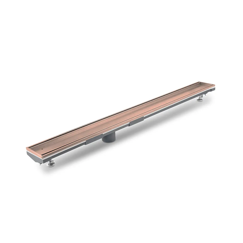 Mist (Tile-In) Adjustable Kit Lagos Linear Shower Drain (2" Outlet) - Floor Mount - 96" Stainless Steel/Bronze