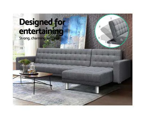 Modular Fabric Sofa Bed - Grey