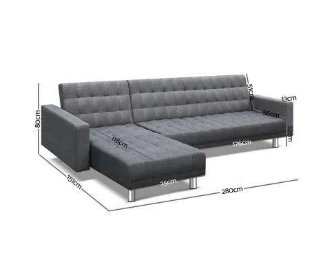 Modular Fabric Sofa Bed - Grey