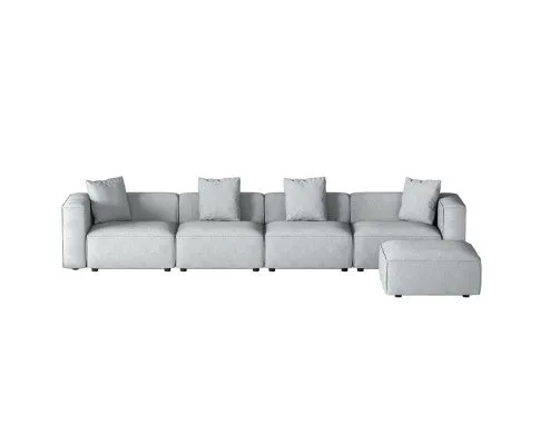 Modular Sofa Chaise Set 5-Seater Grey
