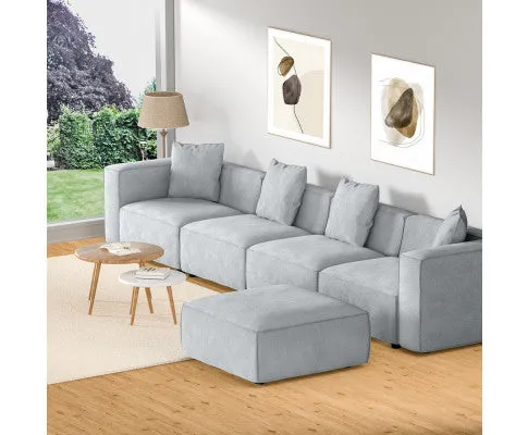 Modular Sofa Chaise Set 5-Seater Grey
