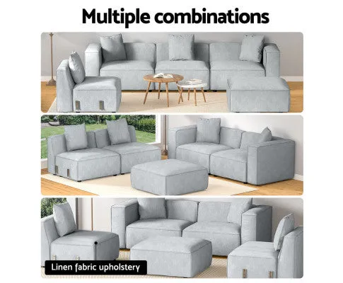 Modular Sofa Chaise Set 5-Seater Grey