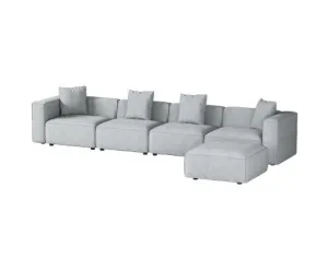 Modular Sofa Chaise Set 5-Seater Grey