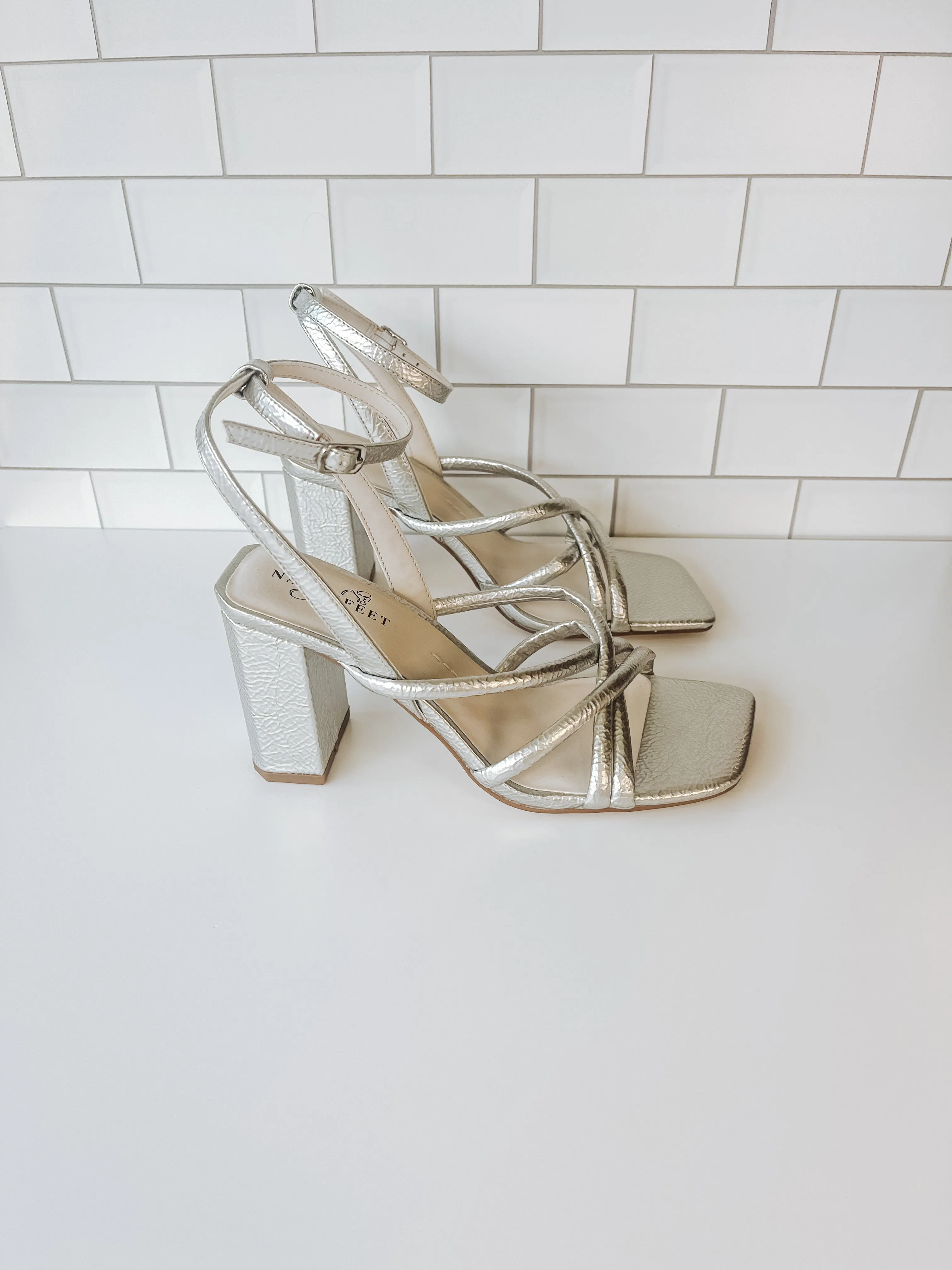 Mood Heeled Sandal in Silver
