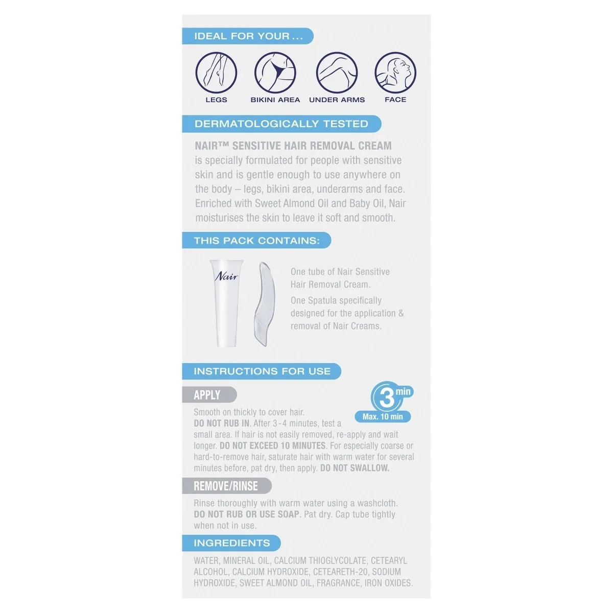 Nair Sensitive Hair Removal Cream 75g