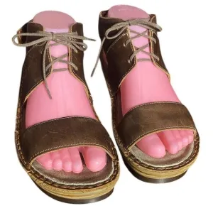 Naot Alpicola Brown Leather Tie Front Adjustable Wedge Sandal 39 Us 8