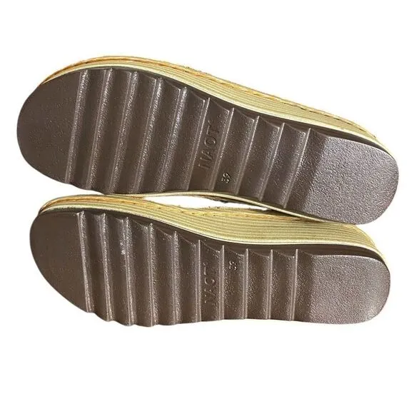 Naot Alpicola Brown Leather Tie Front Adjustable Wedge Sandal 39 Us 8