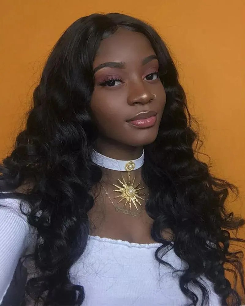 Natural Looking Black Wave  long Wig