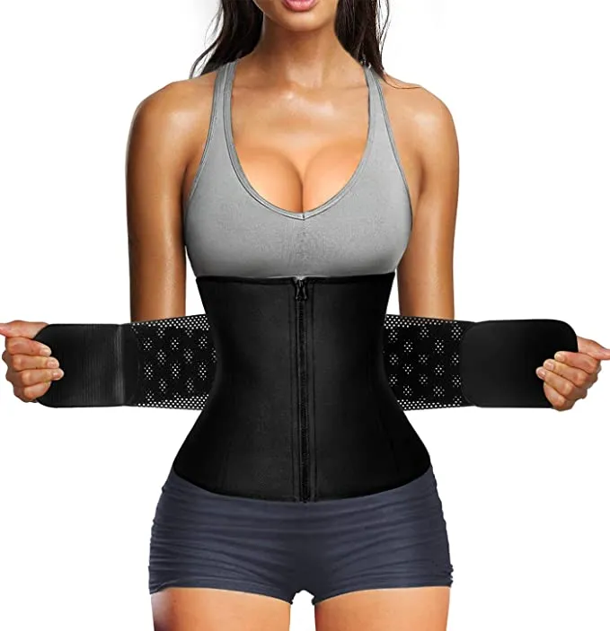 Nebility Women Waist Trainer Corset Tummy Tucker Weight Loss Workout Waist Cincher Trimmer, Black, Sz XL!