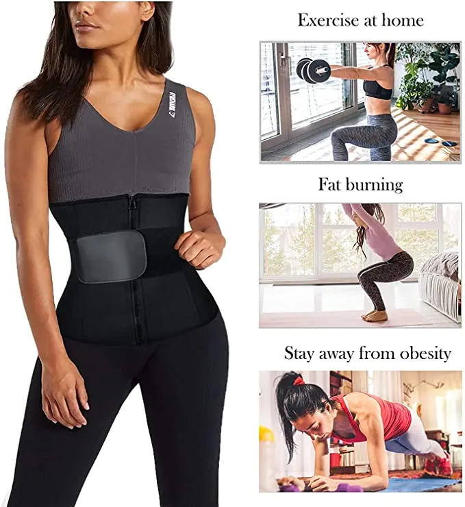 Nebility Women Waist Trainer Corset Tummy Tucker Weight Loss Workout Waist Cincher Trimmer, Black, Sz XL!