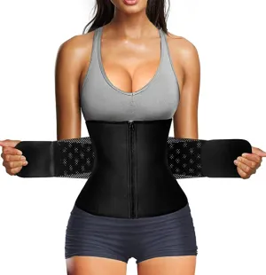 Nebility Women Waist Trainer Corset Tummy Tucker Weight Loss Workout Waist Cincher Trimmer, Black, Sz XL!