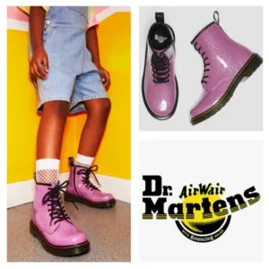 NEW!  Dr. Martens Girls' 1460 Coated Glitter Boots -Little Kid (10)