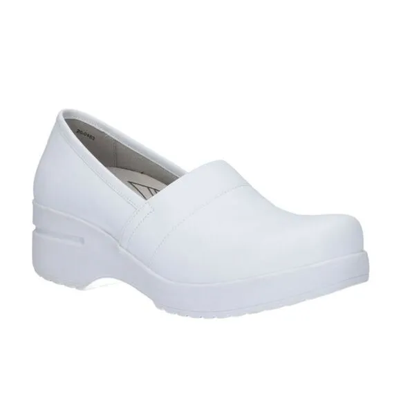 New Easy Works &quot;Laurie&quot; Removable anti-microbial foot 11w wide white Clog nurse